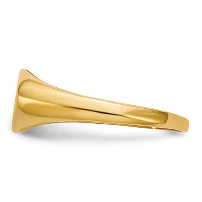 14K Yellow Gold Child'S .005Ct. Diamond 10X6mm Closed Back Signet Ring Mounting