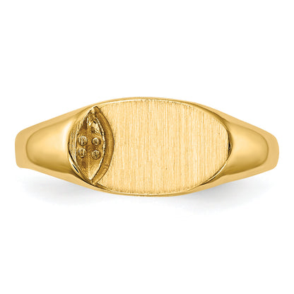 14K Yellow Gold Child'S .005Ct. Diamond 10X6mm Closed Back Signet Ring Mounting