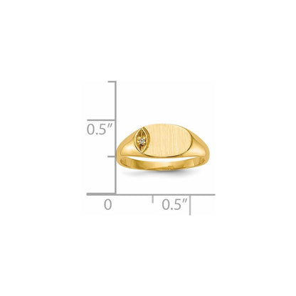 14K Yellow Gold AAA Real Diamond signet ring