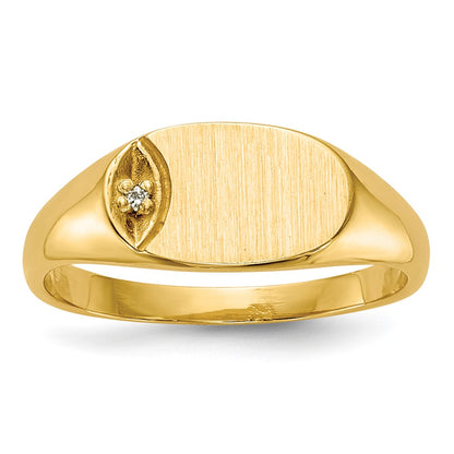 14K Yellow Gold AAA Real Diamond signet ring