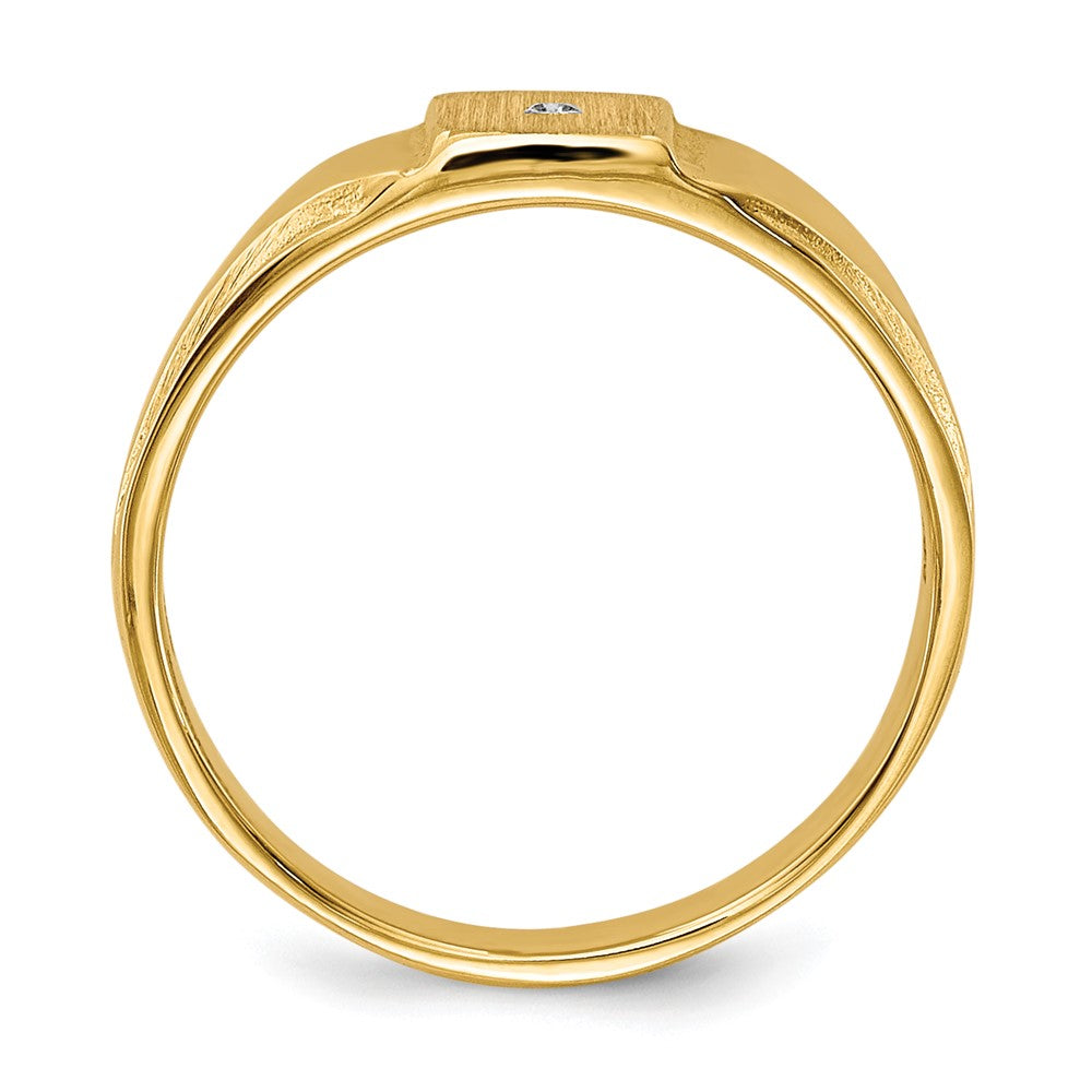 14K Yellow Gold Child's AA Real Diamond Signet Ring