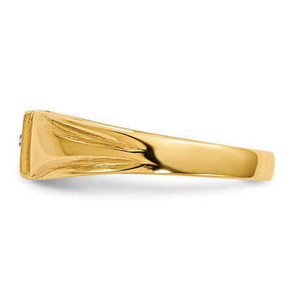 14K Yellow Gold AAA Real Diamond signet ring