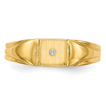 14K Yellow Gold AAA Real Diamond signet ring