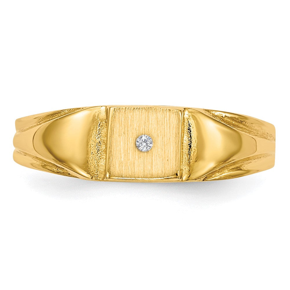 14K Yellow Gold Child's AA Real Diamond Signet Ring