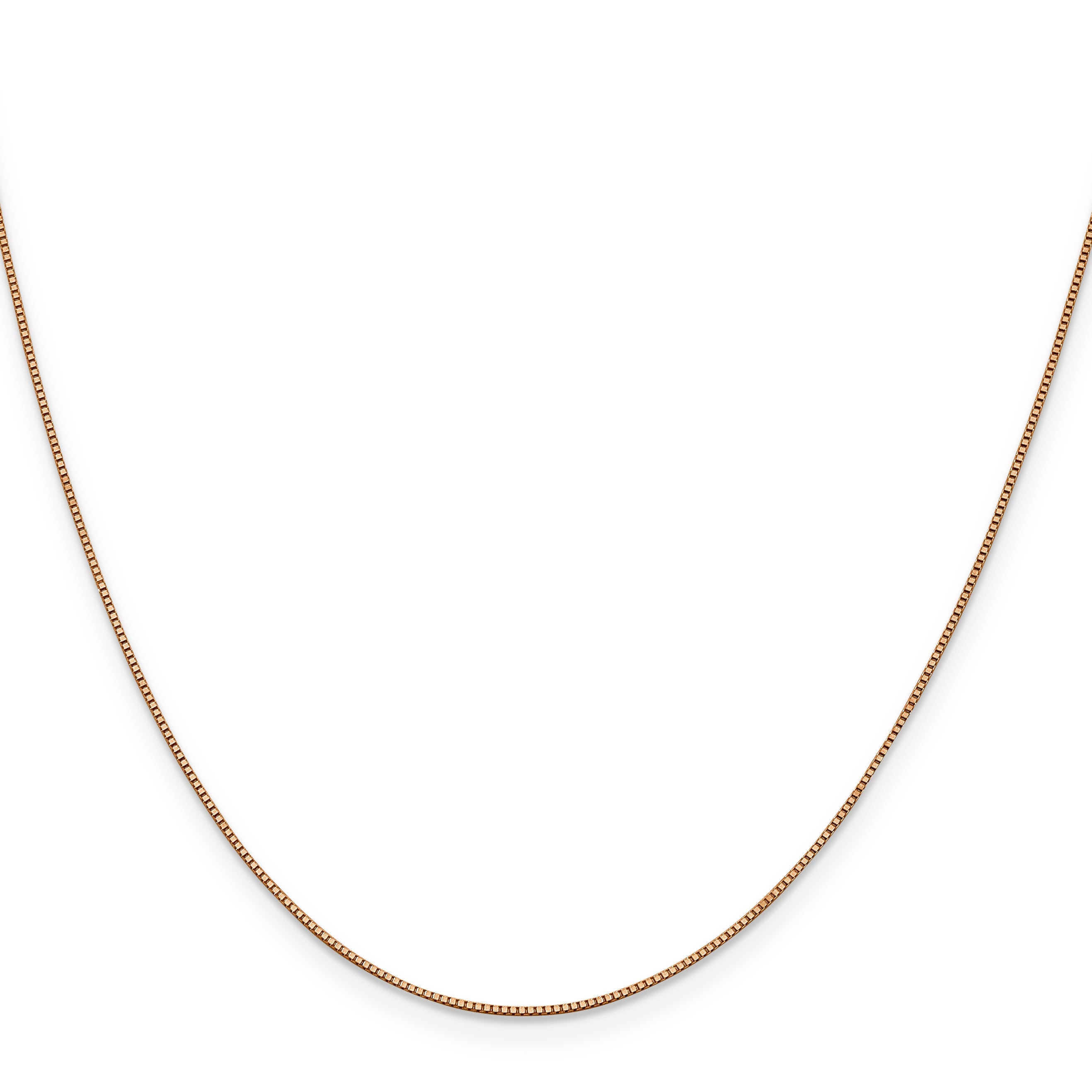 14K Rose Gold 22 Inch .7mm Box Link With Lobster Clasp Chain Necklace