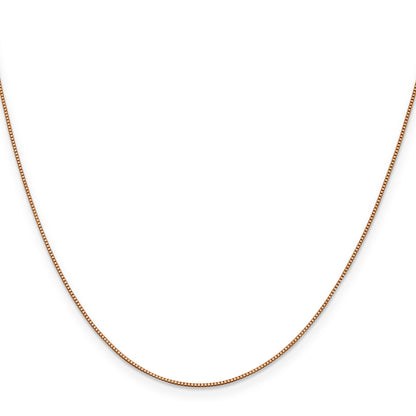 14K Rose Gold 22 Inch .7mm Box Link With Lobster Clasp Chain Necklace