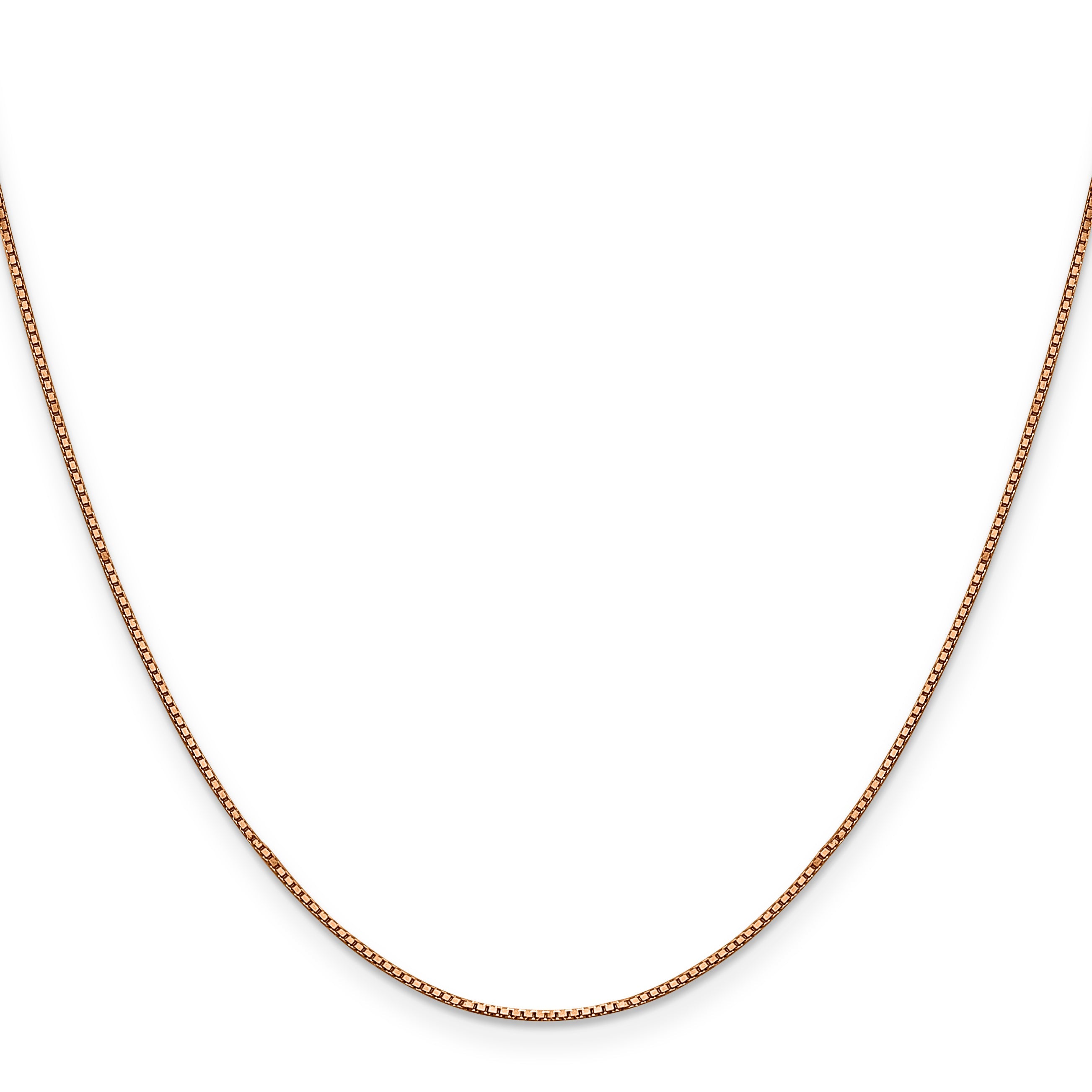 14K Rose Gold 20 Inch .9mm Box Link With Lobster Clasp Chain Necklace