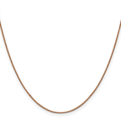 14K Rose Gold 30 Inch .9mm Box Link With Lobster Clasp Chain Necklace