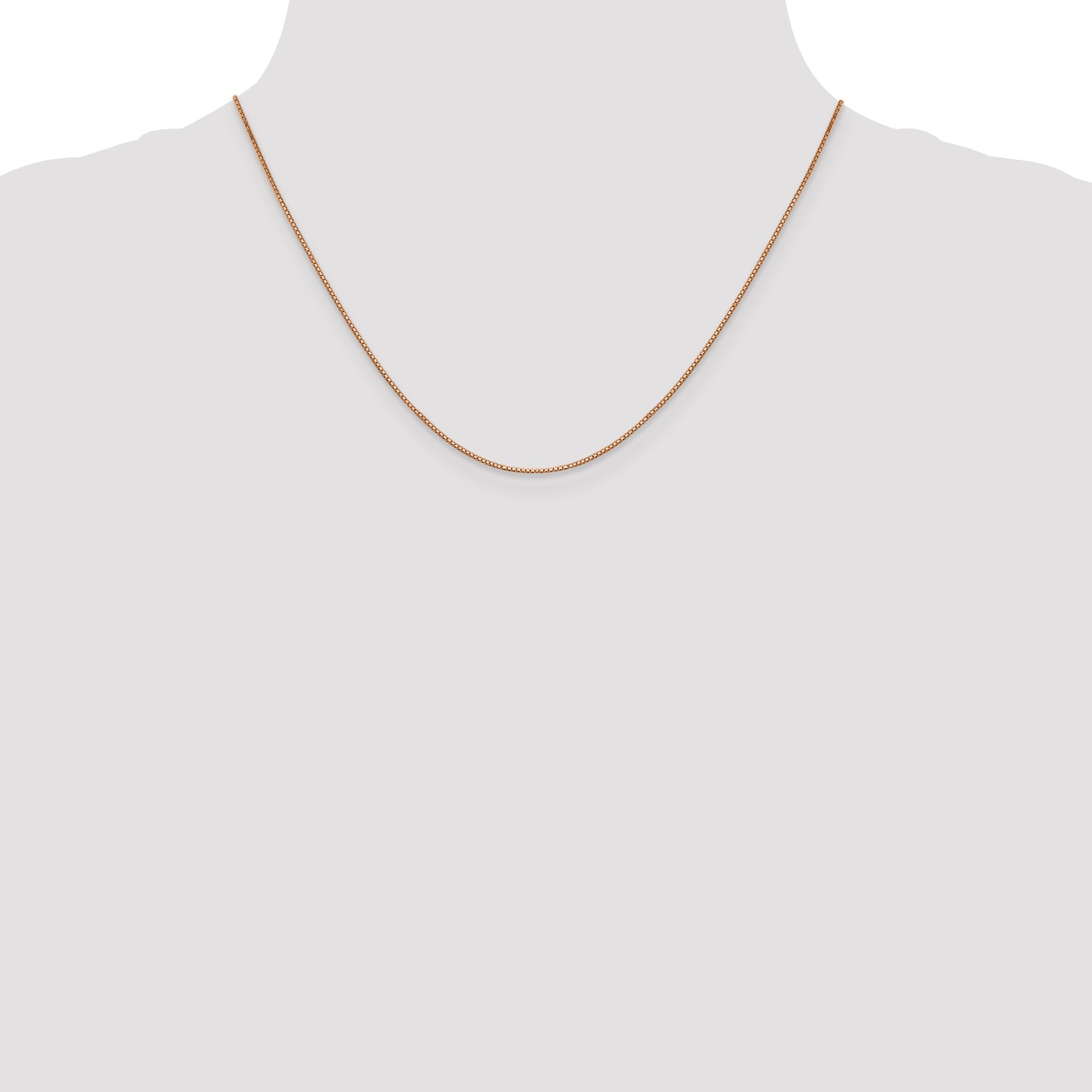 14K Rose Gold 18 Inch .9mm Box Link With Lobster Clasp Chain Necklace