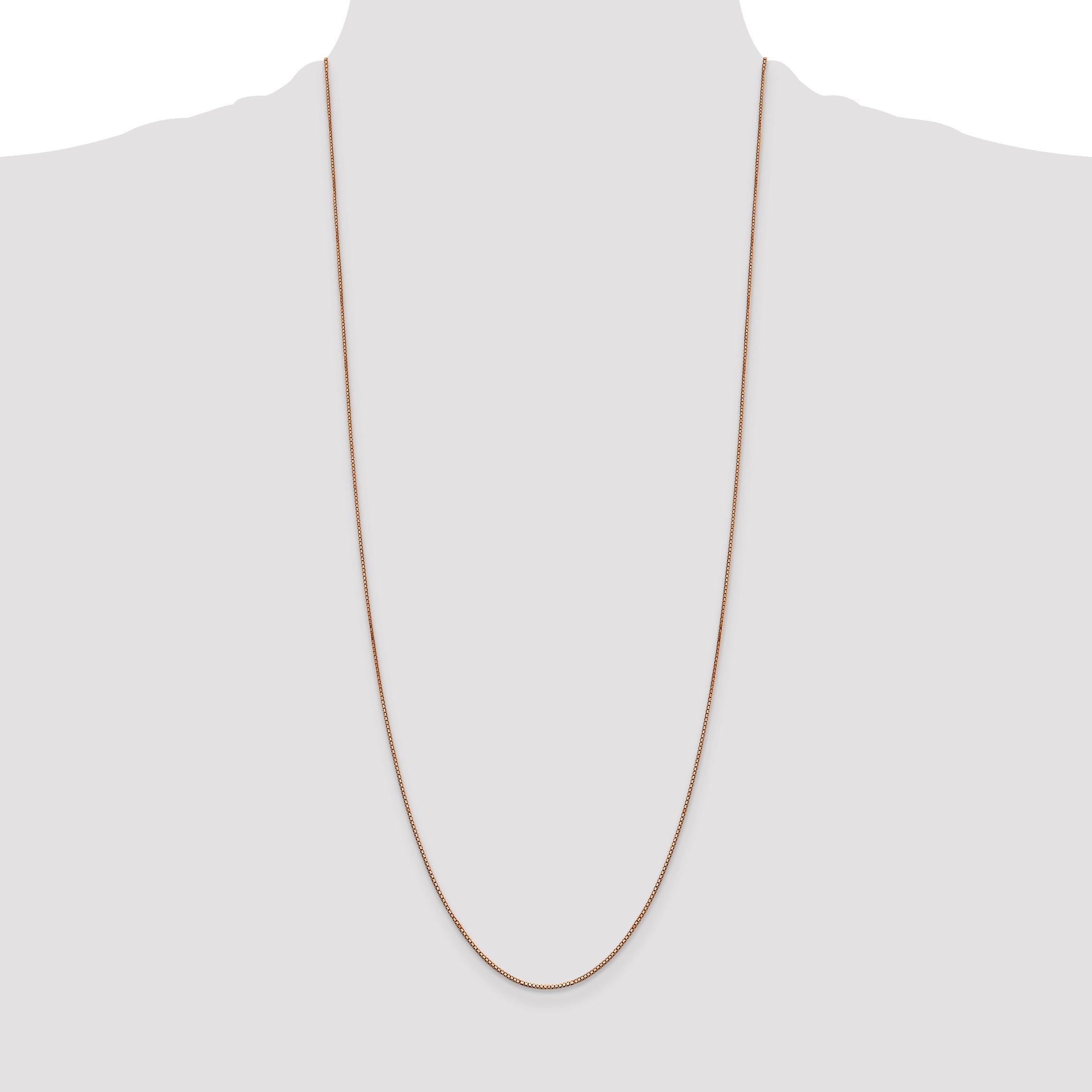 14K Rose Gold 30 Inch .9mm Box Link With Lobster Clasp Chain Necklace
