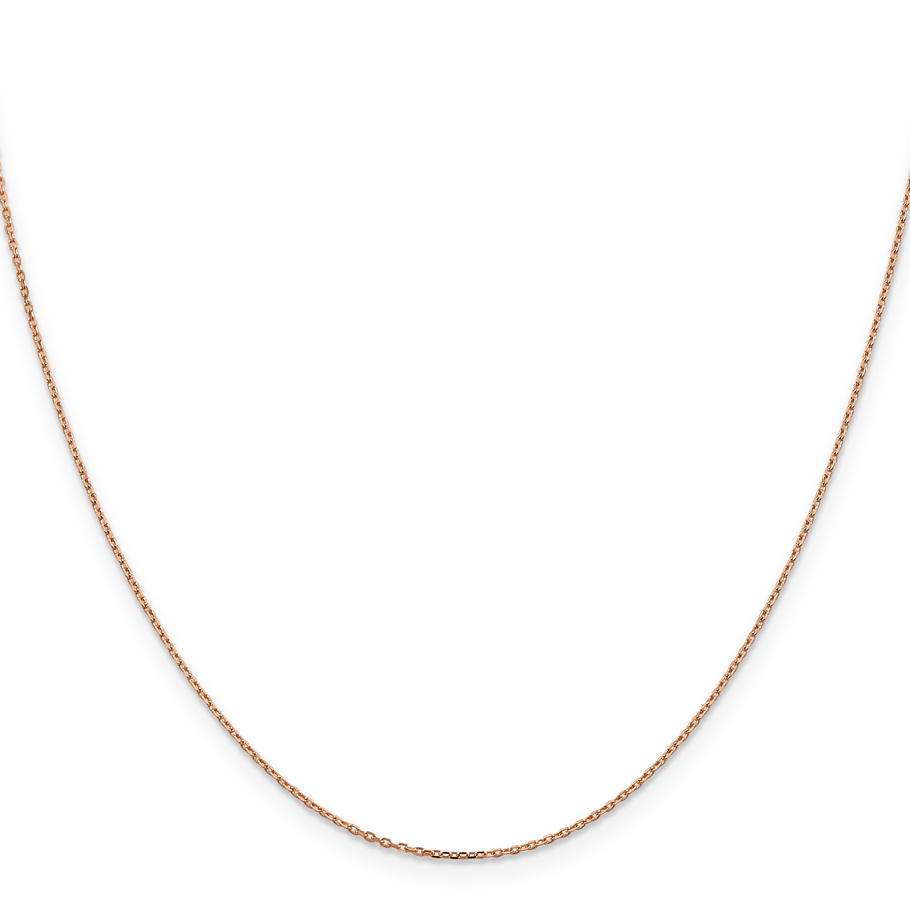 14K Rose Gold 22 Inch 1.10mm Diamond-Cut Cable With Lobster Clasp Chain Necklace