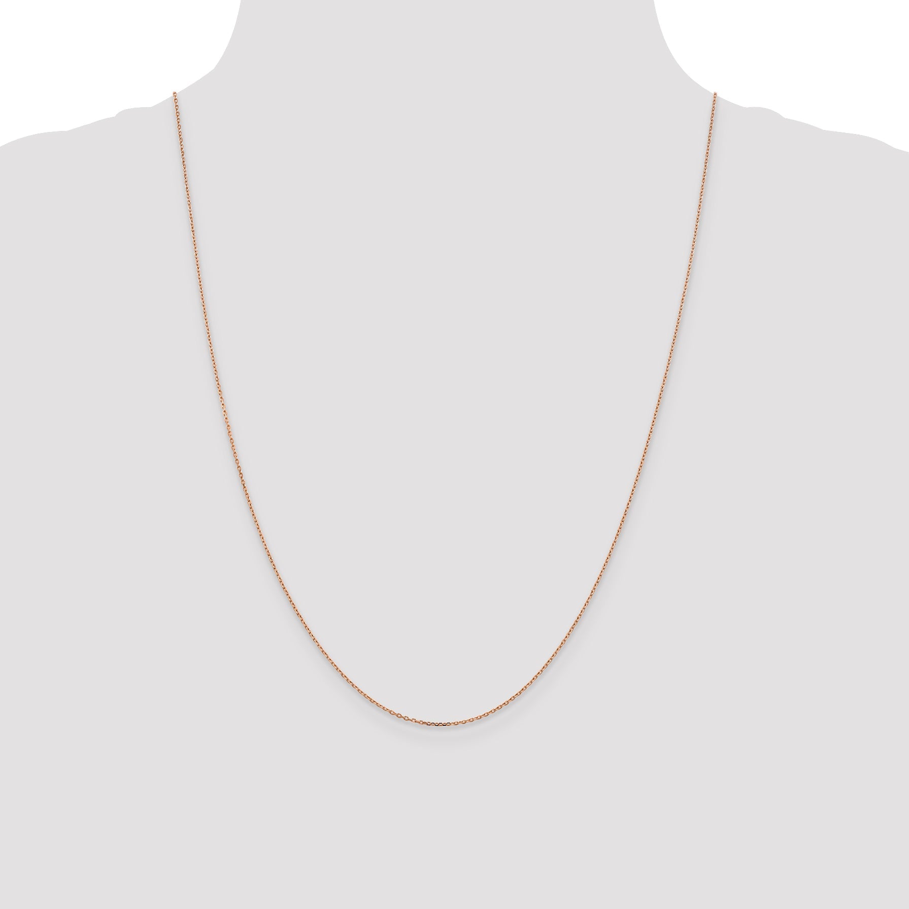 14K Rose Gold 24 Inch 1.10mm Diamond-Cut Cable With Lobster Clasp Chain Necklace