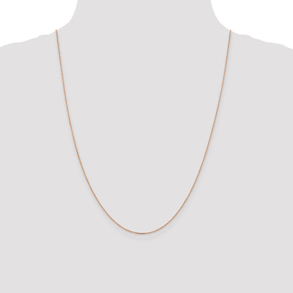 14K Rose Gold 24 Inch 1.10mm Diamond-Cut Cable With Lobster Clasp Chain Necklace