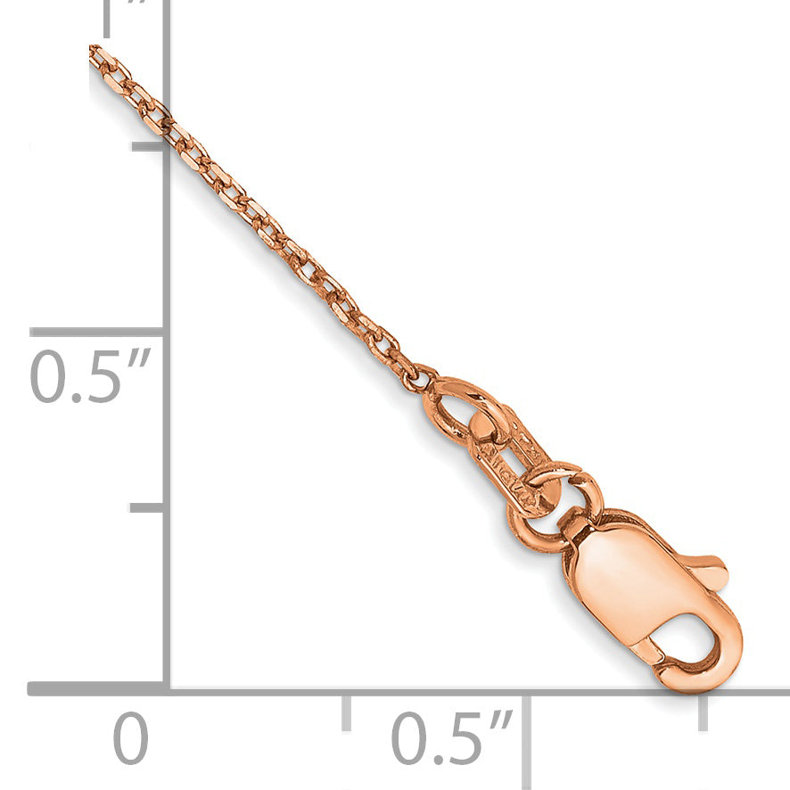 14K Rose Gold 10 Inch 1.10mm Diamond-Cut Cable With Lobster Clasp Chain Anklet
