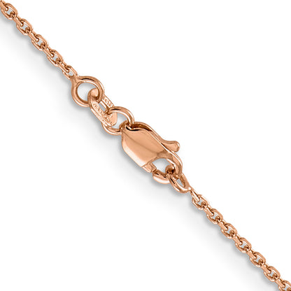 14K Rose Gold 16 Inch 1.4mm Diamond Cut Cable With Lobster Clasp Chain Necklace