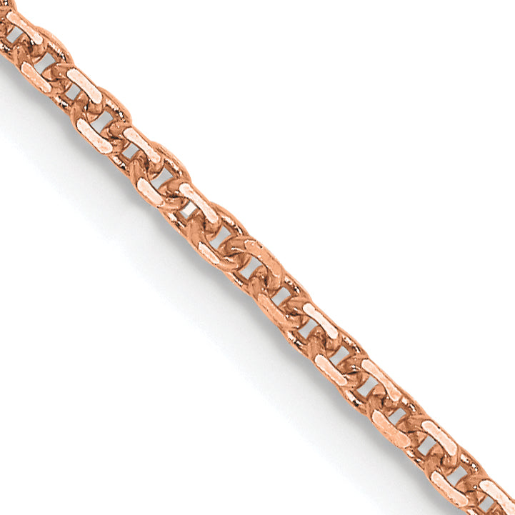 14K Rose Gold 16 Inch 1.4mm Diamond Cut Cable With Lobster Clasp Chain Necklace