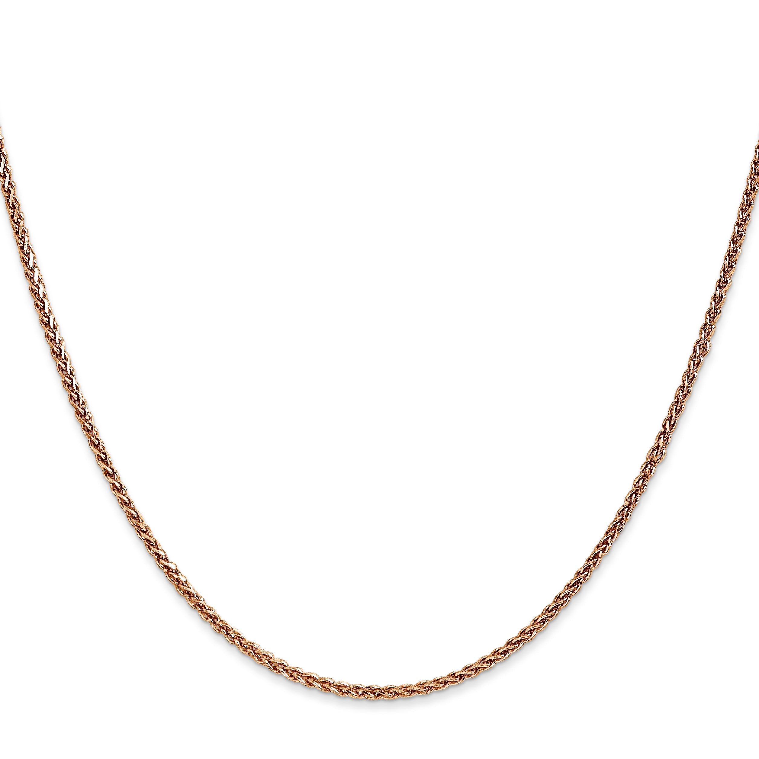 14K Rose Gold 16 Inch 1.7mm Diamond-Cut Spiga With Lobster Clasp Chain Necklace