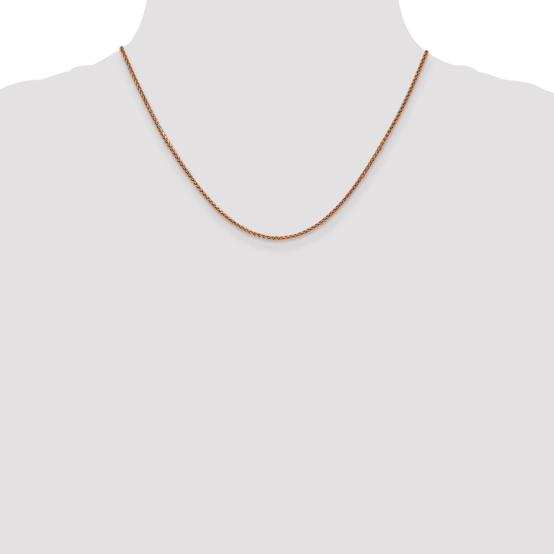 14K Rose Gold 18 Inch 1.7mm Diamond-Cut Spiga With Lobster Clasp Chain Necklace