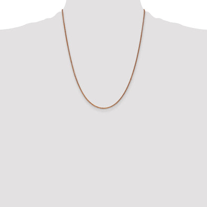 14K Rose Gold 22 Inch 1.7mm Diamond-Cut Spiga With Lobster Clasp Chain Necklace
