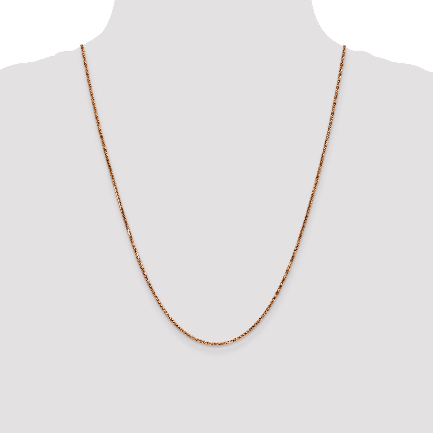 14K Rose Gold 24 Inch 1.7mm Diamond-Cut Spiga With Lobster Clasp Chain Necklace