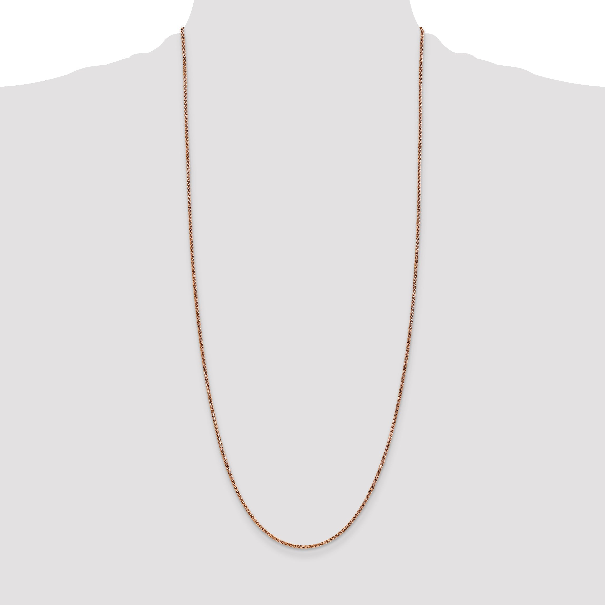 14K Rose Gold 30 Inch 1.7mm Diamond-Cut Spiga With Lobster Clasp Chain Necklace