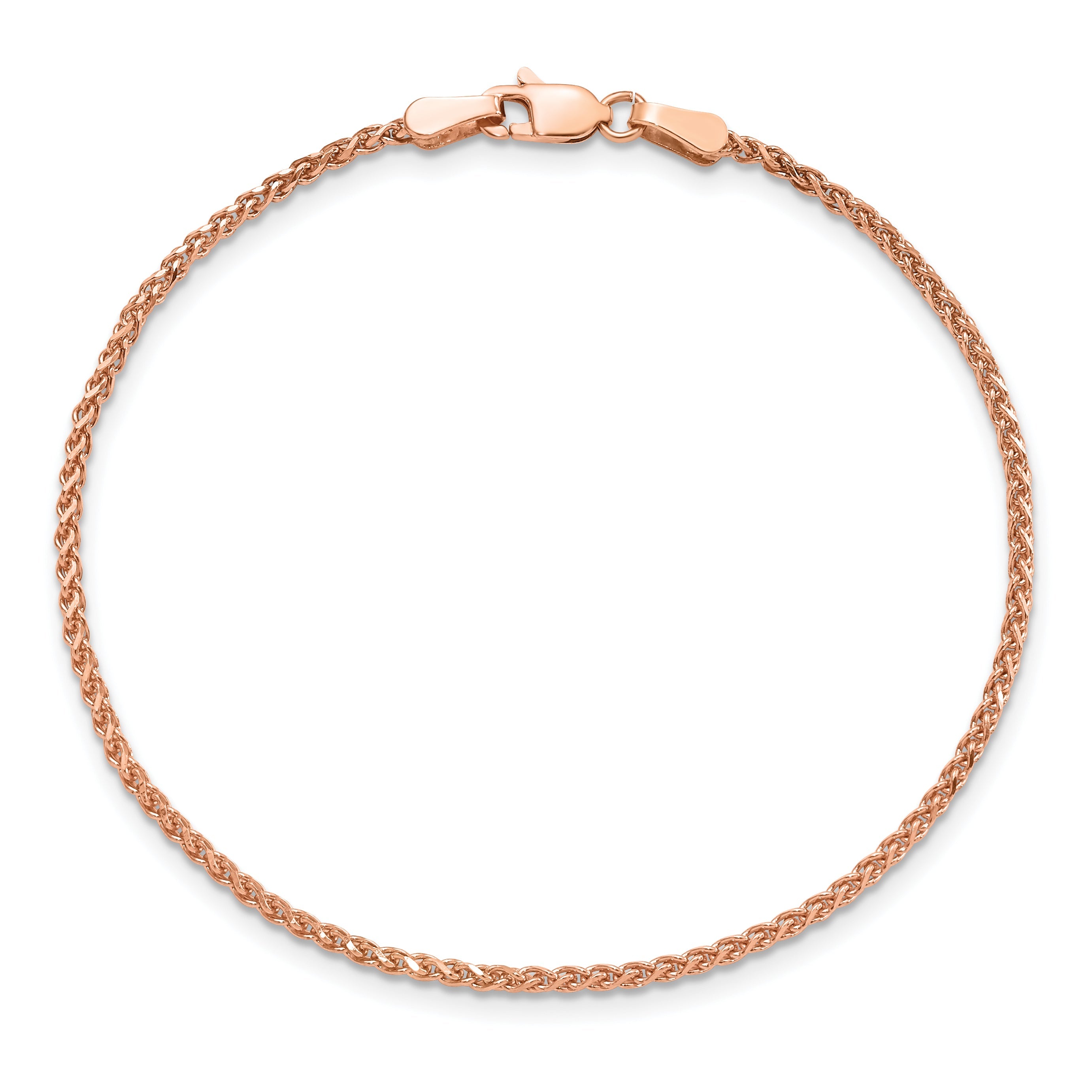 14K Rose Gold 7 Inch 1.7mm Diamond-Cut Spiga With Lobster Clasp Bracelet