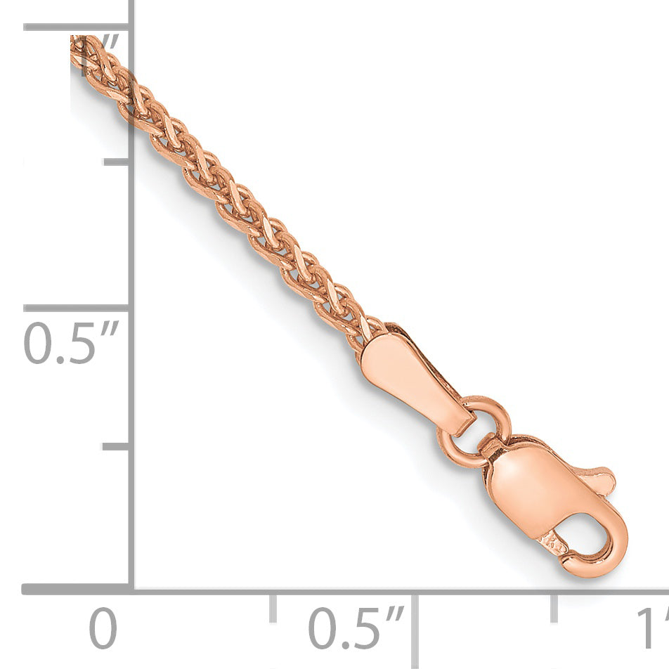 14K Rose Gold 7 Inch 1.7mm Diamond-Cut Spiga With Lobster Clasp Bracelet