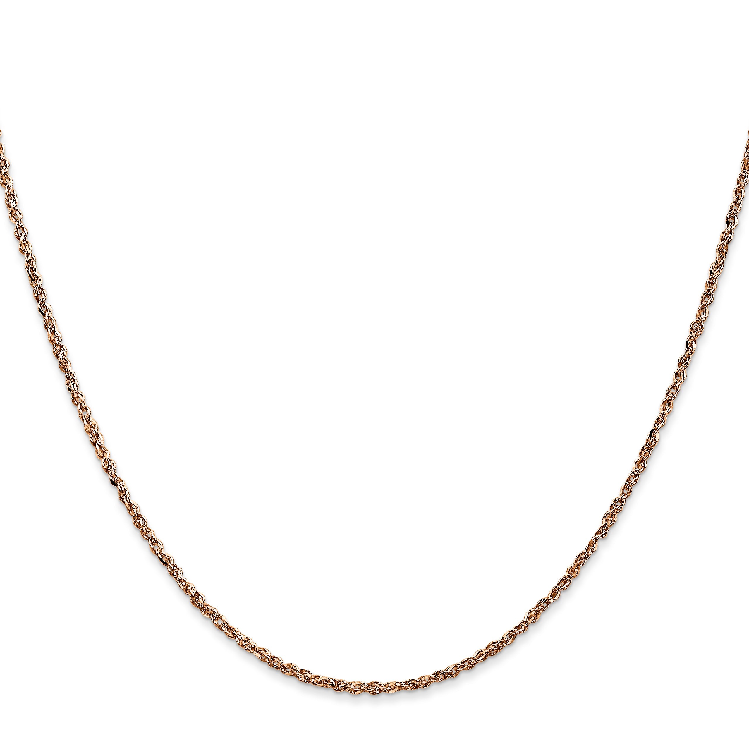 14K Rose Gold 18 Inch 1.7mm Ropa With Lobster Clasp Chain Necklace