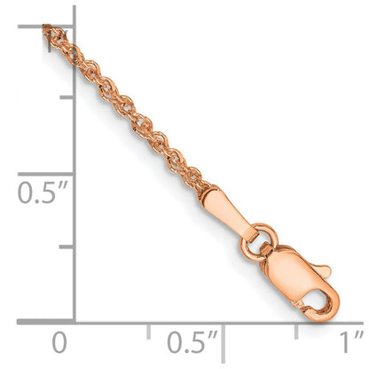14K Rose Gold 10 Inch 1.7mm Ropa With Lobster Clasp Anklet
