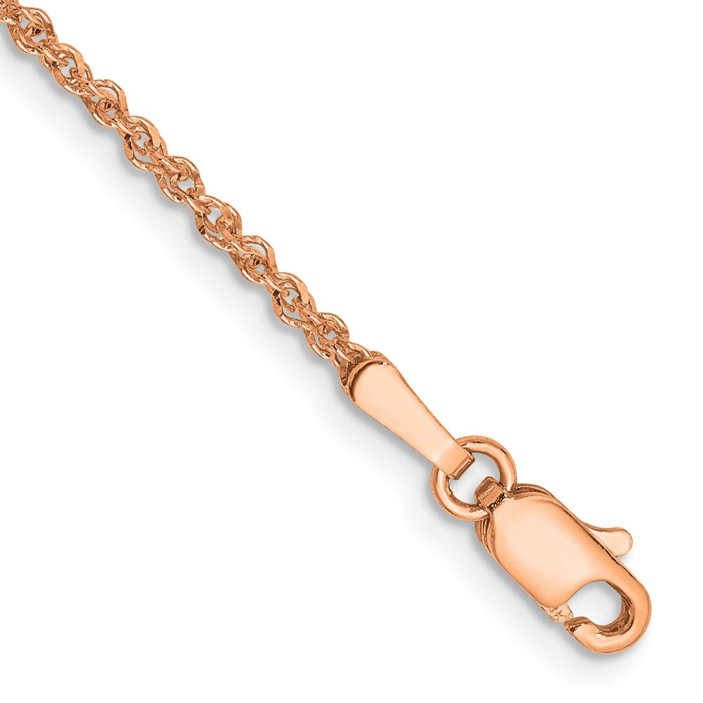 14K Rose Gold 9 Inch 1.7mm Ropa With Lobster Clasp Anklet