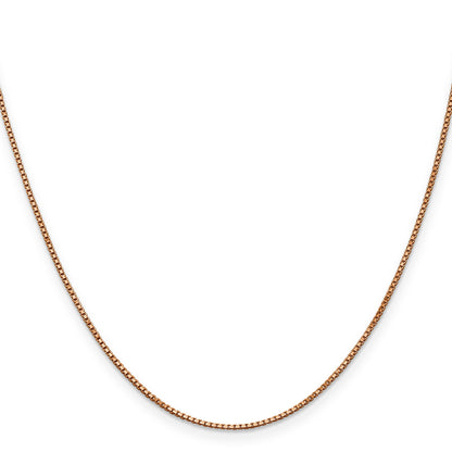 14K Rose Gold 22 Inch 1mm Box Link With Lobster Clasp Chain Necklace