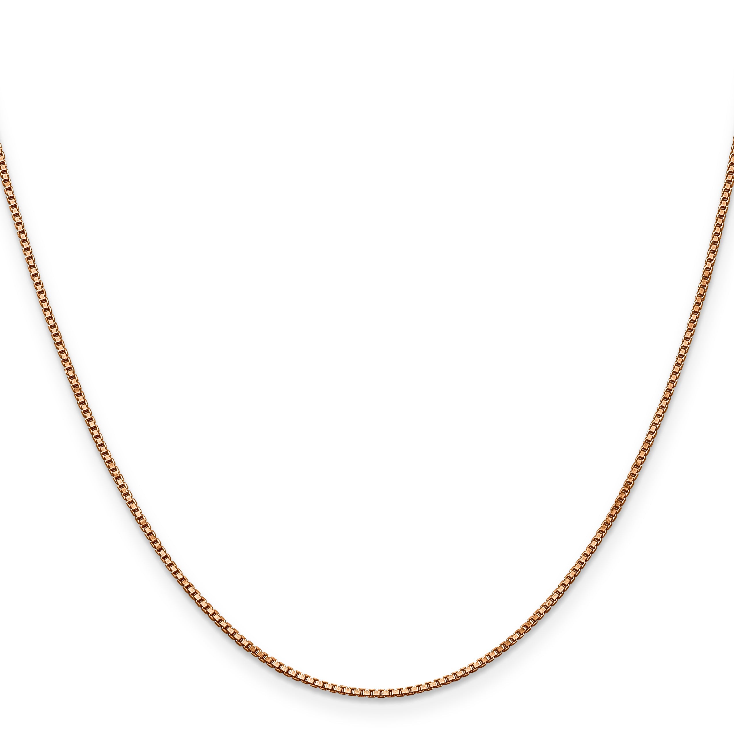 14K Rose Gold 20 Inch 1mm Box Link With Lobster Clasp Chain Necklace