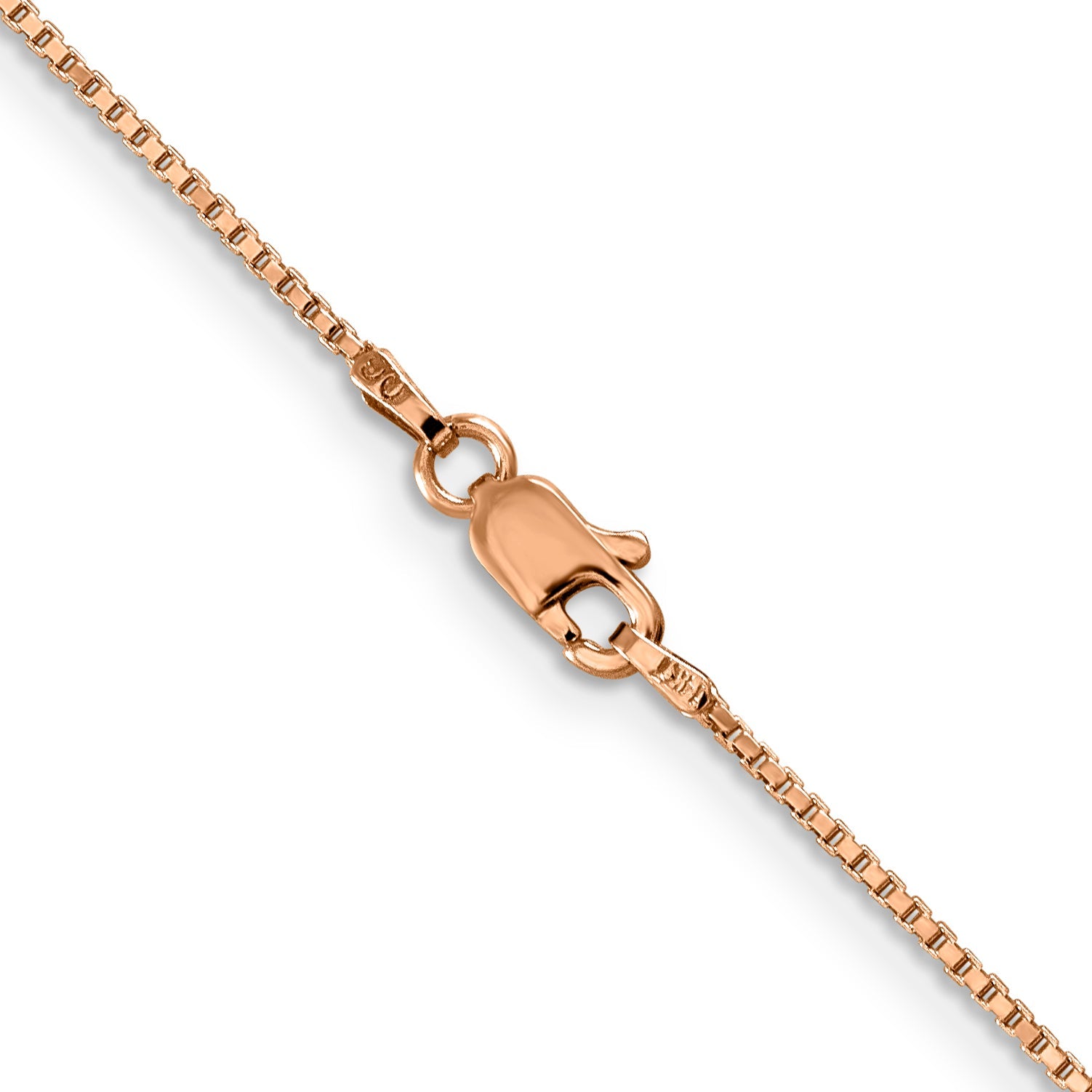 14K Rose Gold 24 Inch 1mm Box Link With Lobster Clasp Chain Necklace