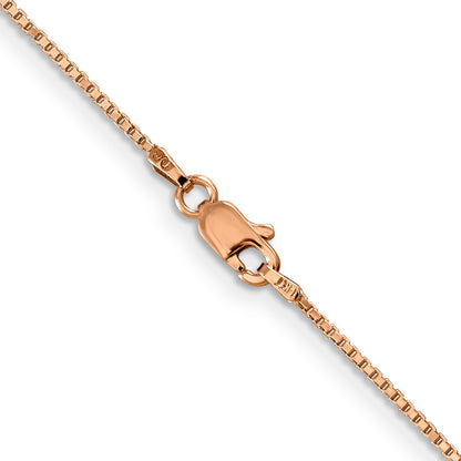 14K Rose Gold 18 Inch 1mm Box Link With Lobster Clasp Chain Necklace