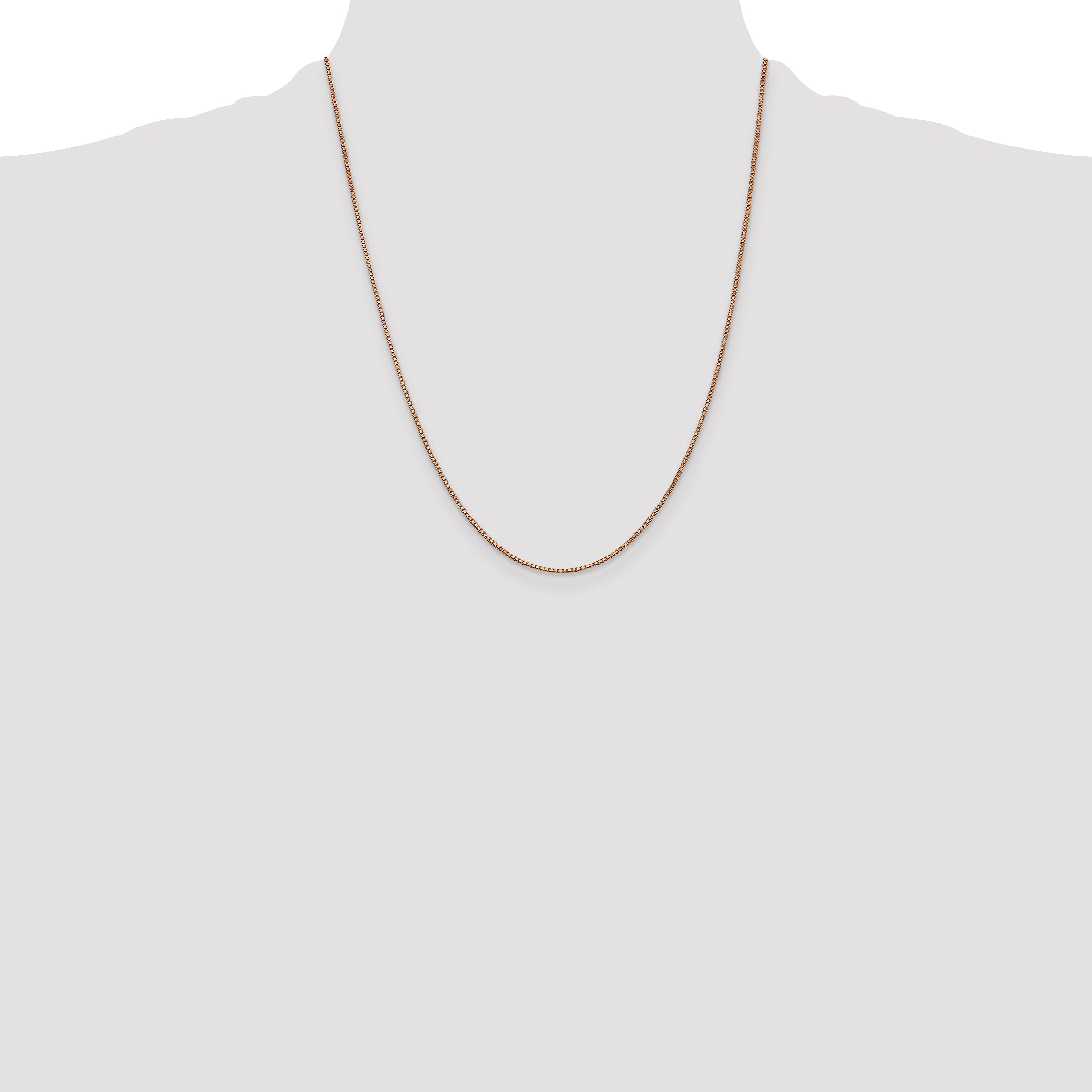 14K Rose Gold 22 Inch 1mm Box Link With Lobster Clasp Chain Necklace