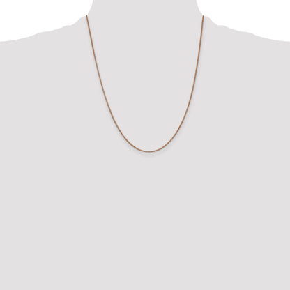 14K Rose Gold 22 Inch 1mm Box Link With Lobster Clasp Chain Necklace