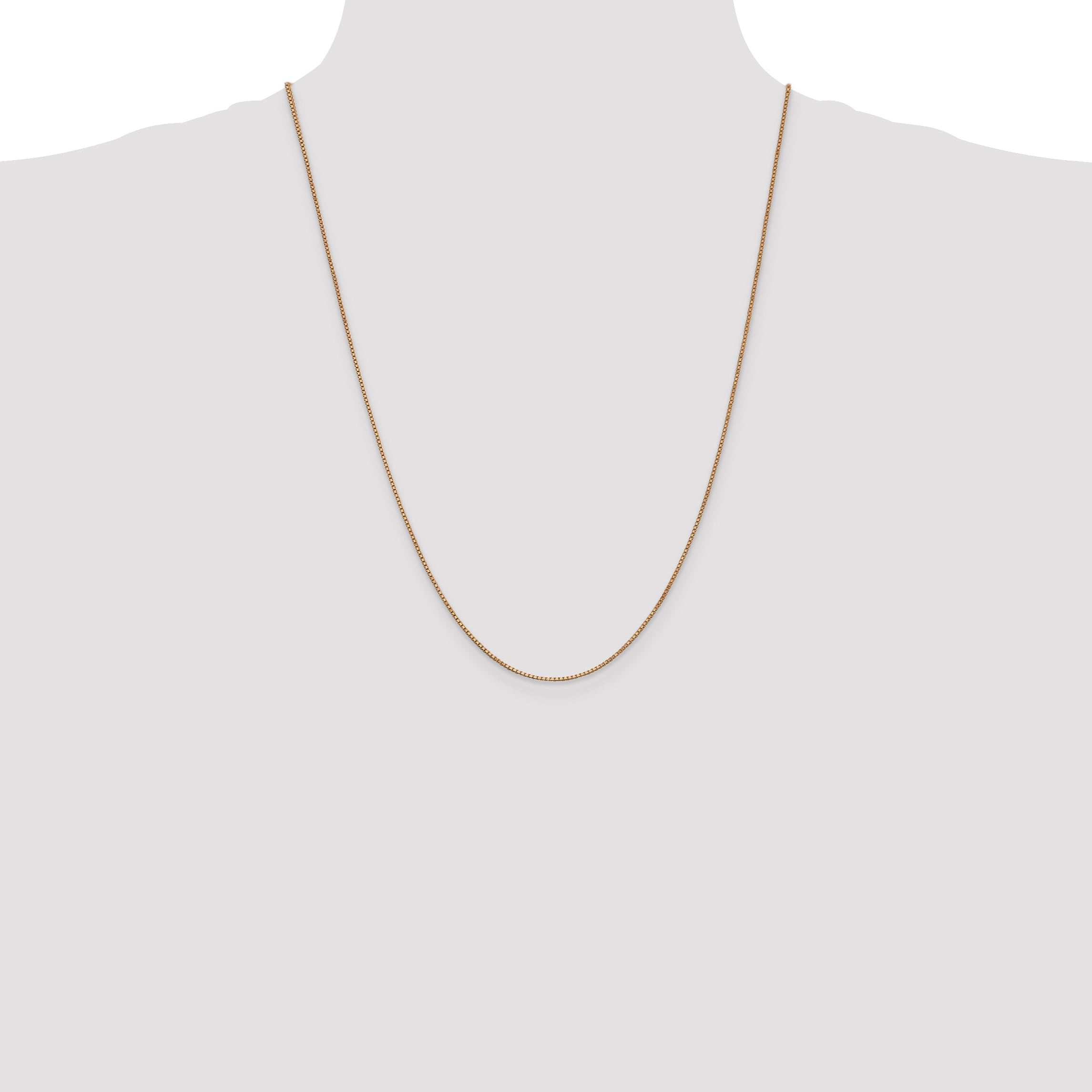 14K Rose Gold 24 Inch 1mm Box Link With Lobster Clasp Chain Necklace