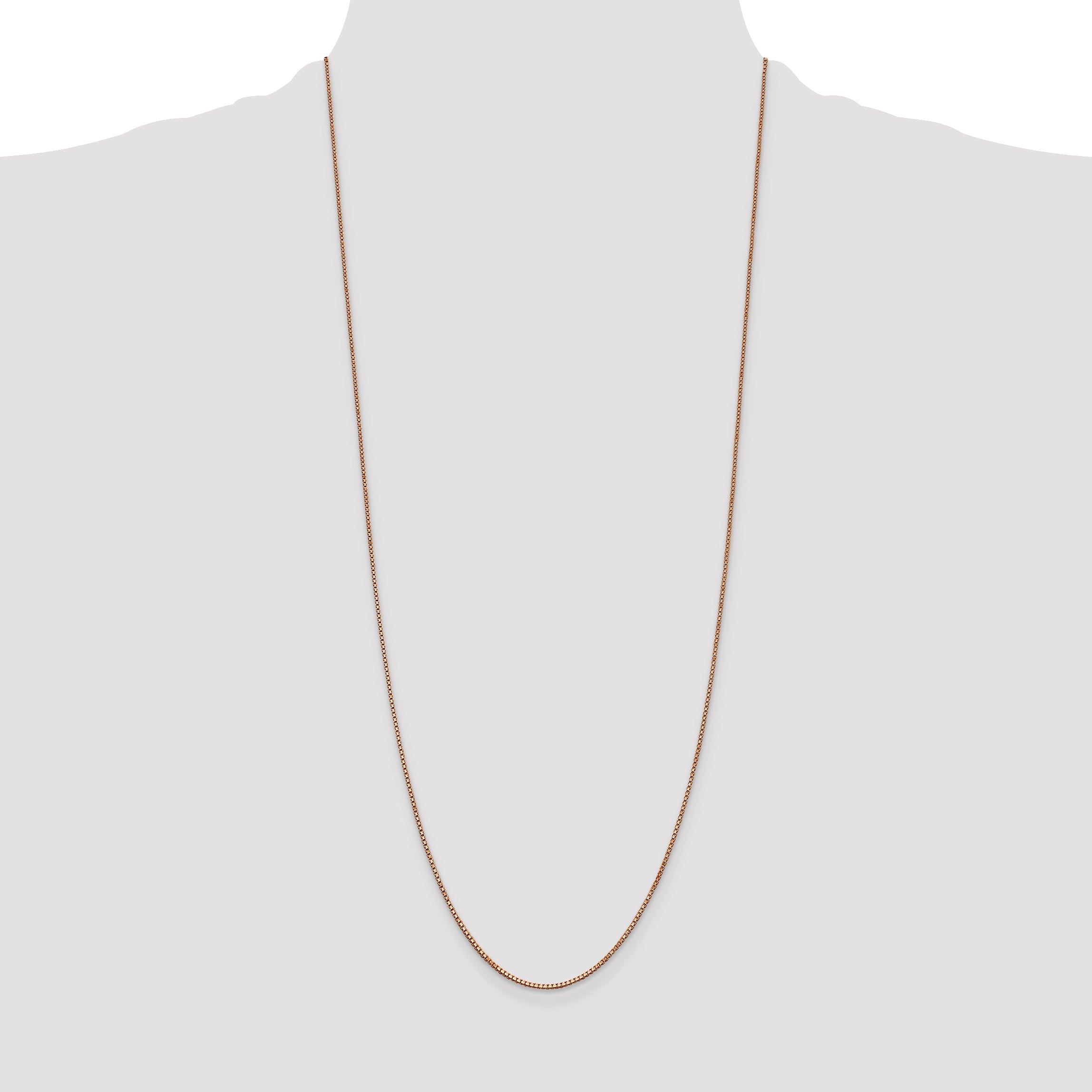 14K Rose Gold 30 Inch 1mm Box Link With Lobster Clasp Chain Necklace