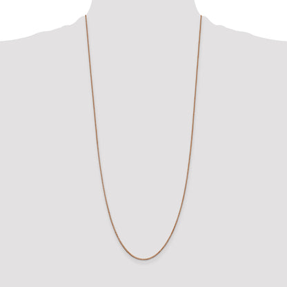 14K Rose Gold 30 Inch 1mm Box Link With Lobster Clasp Chain Necklace