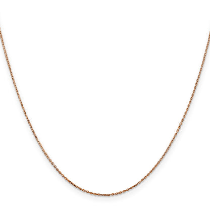 14K Rose Gold 24 Inch .8mm Diamond-Cut Cable With Lobster Clasp Chain Necklace