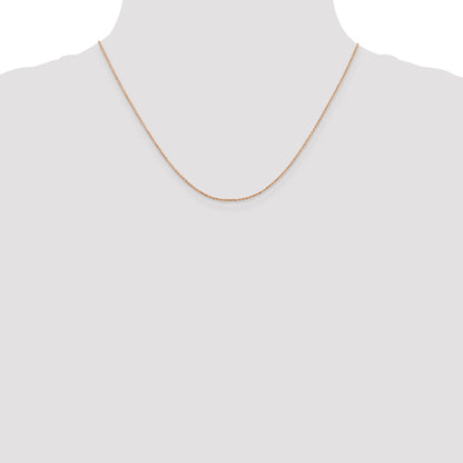 14K Rose Gold 18 Inch .8mm Diamond-Cut Cable With Lobster Clasp Chain Necklace