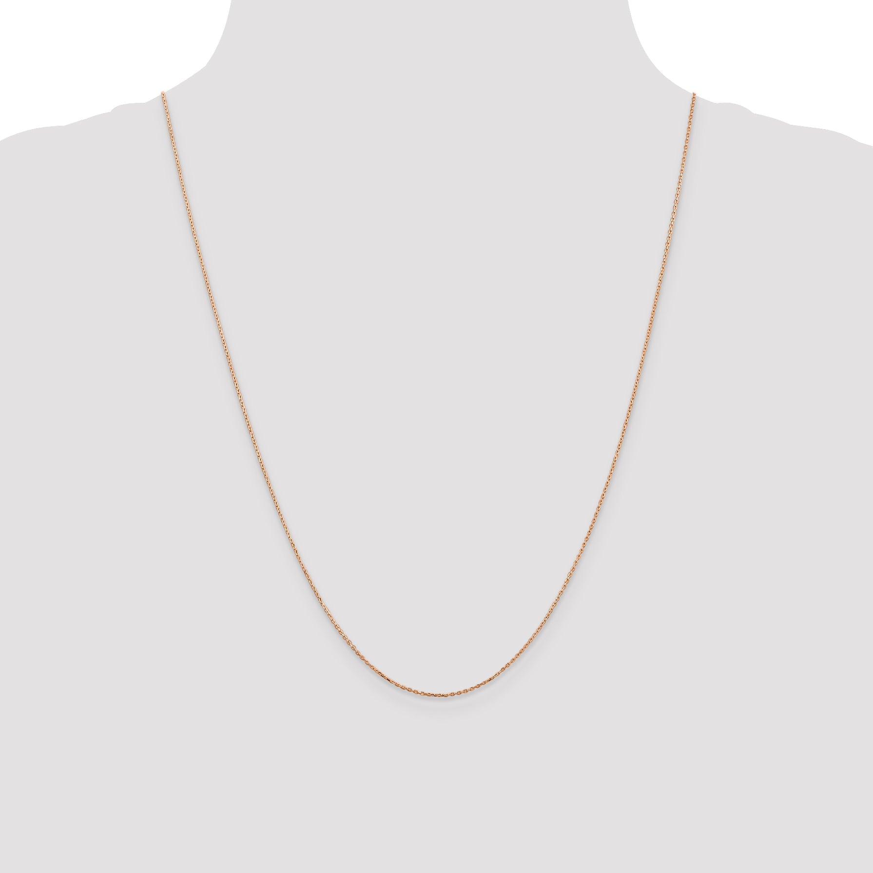 14K Rose Gold 24 Inch .8mm Diamond-Cut Cable With Lobster Clasp Chain Necklace