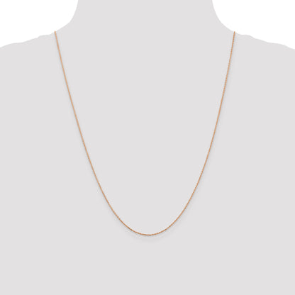 14K Rose Gold 24 Inch .8mm Diamond-Cut Cable With Lobster Clasp Chain Necklace