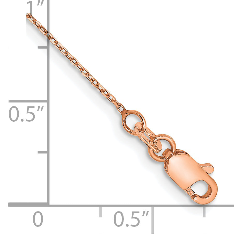 14K Rose Gold 10 Inch .8mm Diamond-Cut Cable With Lobster Clasp Chain Anklet
