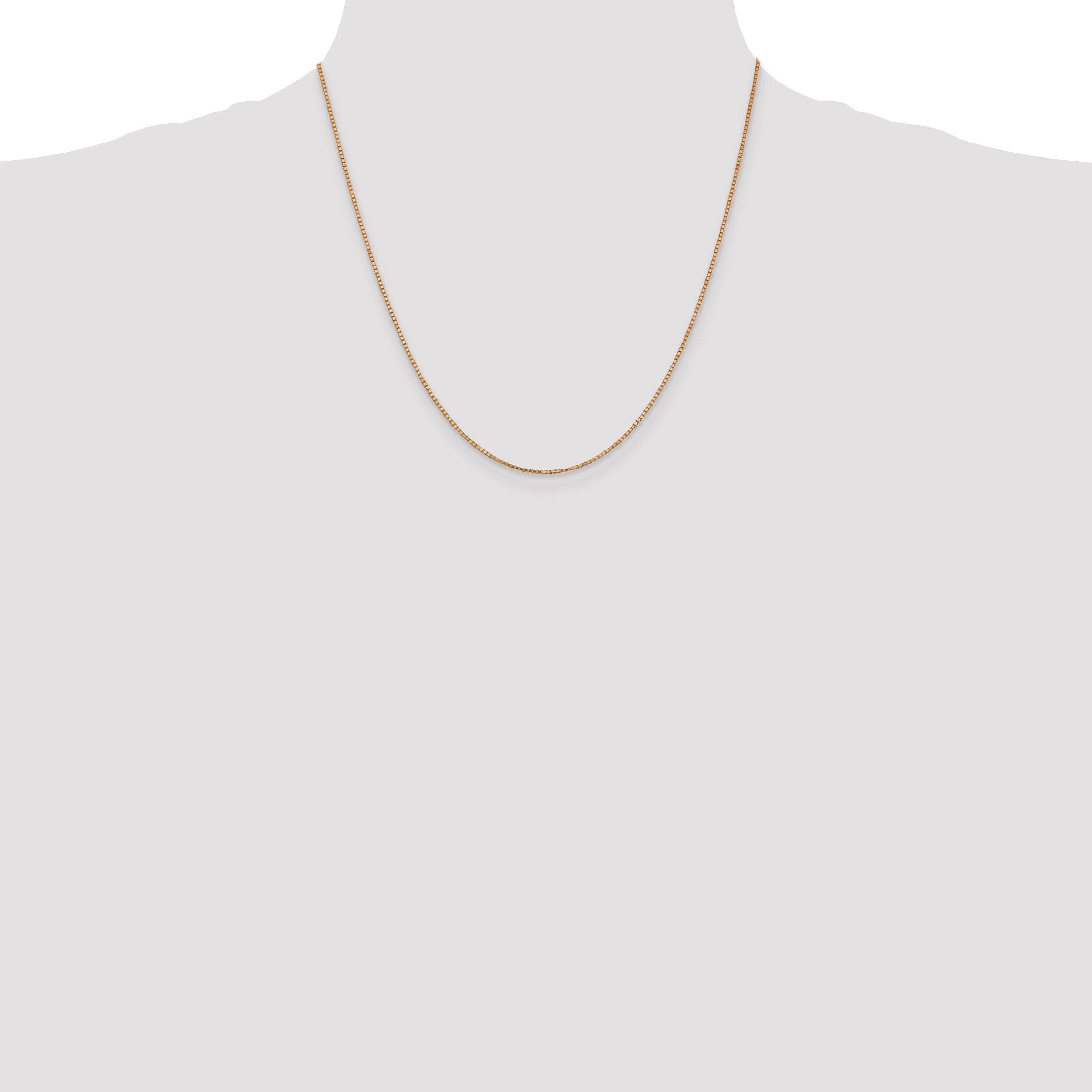 14K Rose Gold 20 Inch 1.10mm Box Link With Lobster Clasp Chain Necklace
