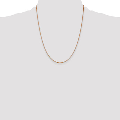14K Rose Gold 22 Inch 1.10mm Box Link With Lobster Clasp Chain Necklace
