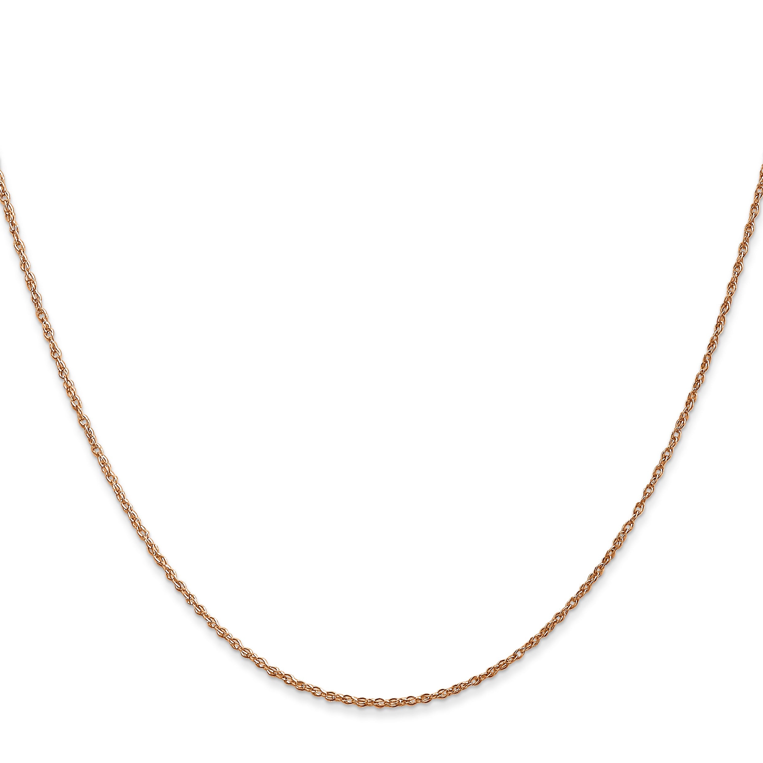 14K Rose Gold 24 Inch .8mm Baby Rope With Spring Ring Clasp Chain Necklace