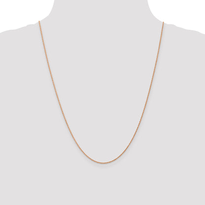 14K Rose Gold 24 Inch .8mm Baby Rope With Spring Ring Clasp Chain Necklace