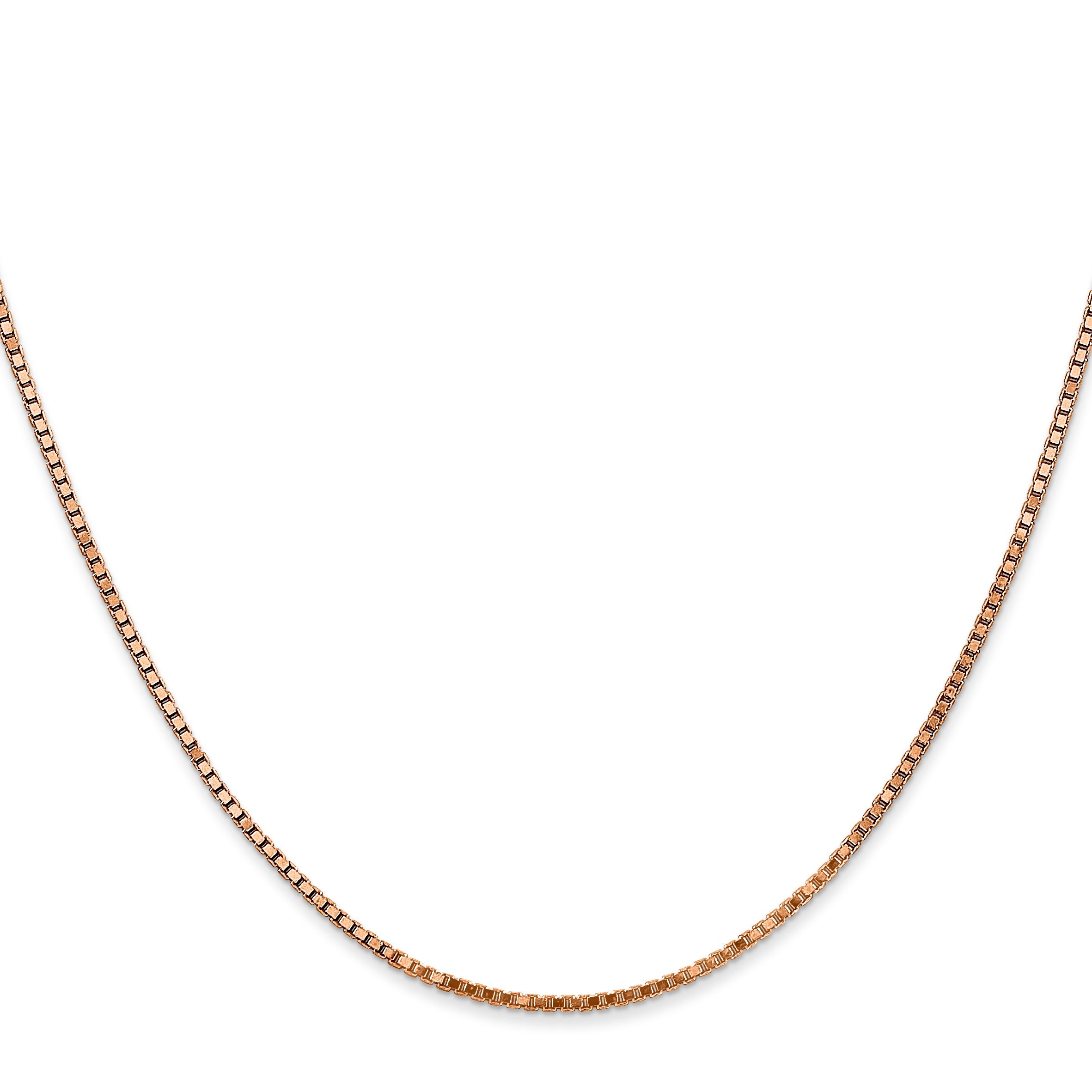 14K Rose Gold 16 Inch 1.3mm Box Link With Lobster Clasp Chain Necklace
