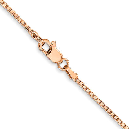14K Rose Gold 18 Inch 1.3mm Box Link With Lobster Clasp Chain Necklace